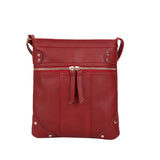 Vintage Schultertasche mit Nieten - Reißverschluss Umhängetasche