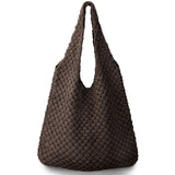 hatisan Häkeltaschen für Damen Ästhetische Tragetasche Hippie Tasche Stricktasche (Gewebt-Braun)